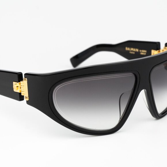 Balmain Women Sunglasses Titanium Black Gold Grey Gradient Wraparound B-ESCAPE - Picture 5 of 15